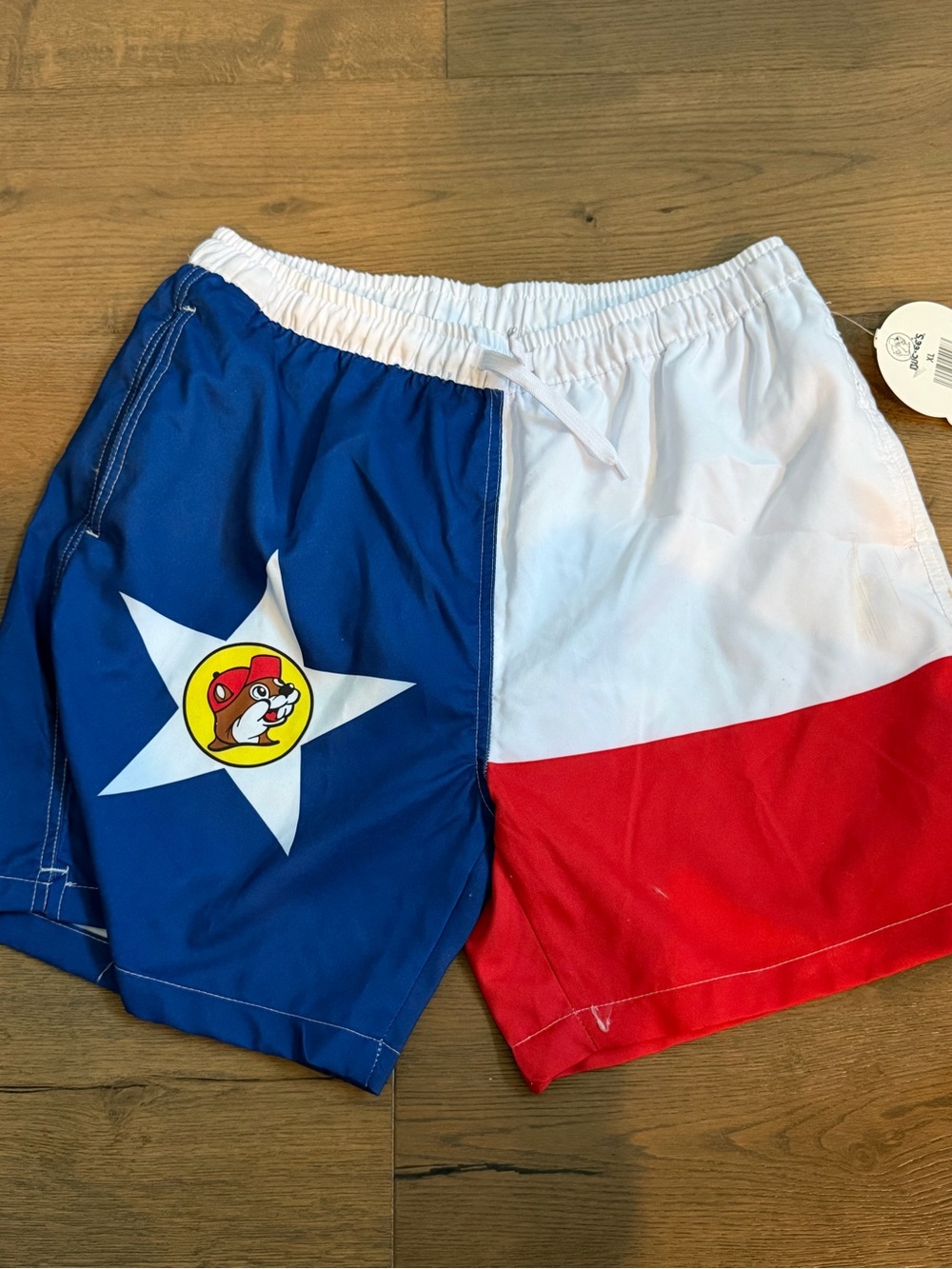 Buc-ee's Men’s Texas Flag Swim Shorts - Blue/White/Red